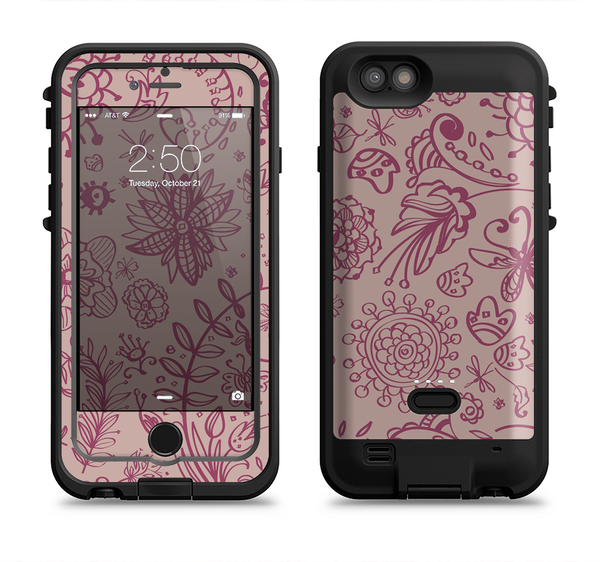 the puprle and light pink sketched lace patterns v21  iPhone 6/6s Plus LifeProof Fre POWER Case Skin Kit