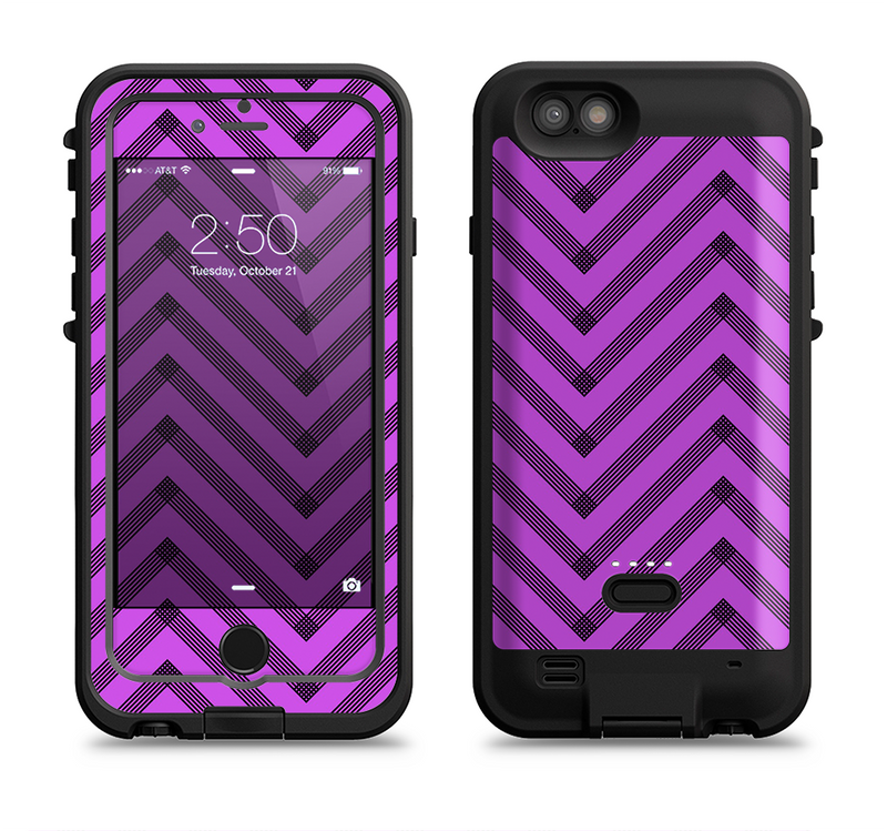 The Purple & Black Sketch Chevron Apple iPhone 6/6s LifeProof Fre POWER Case Skin Set