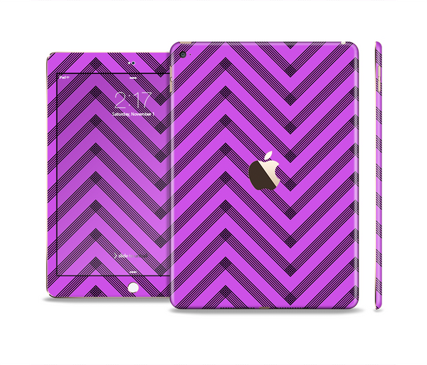 The Purple & Black Sketch Chevron Skin Set for the Apple iPad Pro