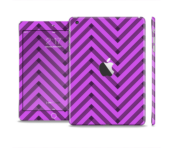 The Purple & Black Sketch Chevron Skin Set for the Apple iPad Mini 4