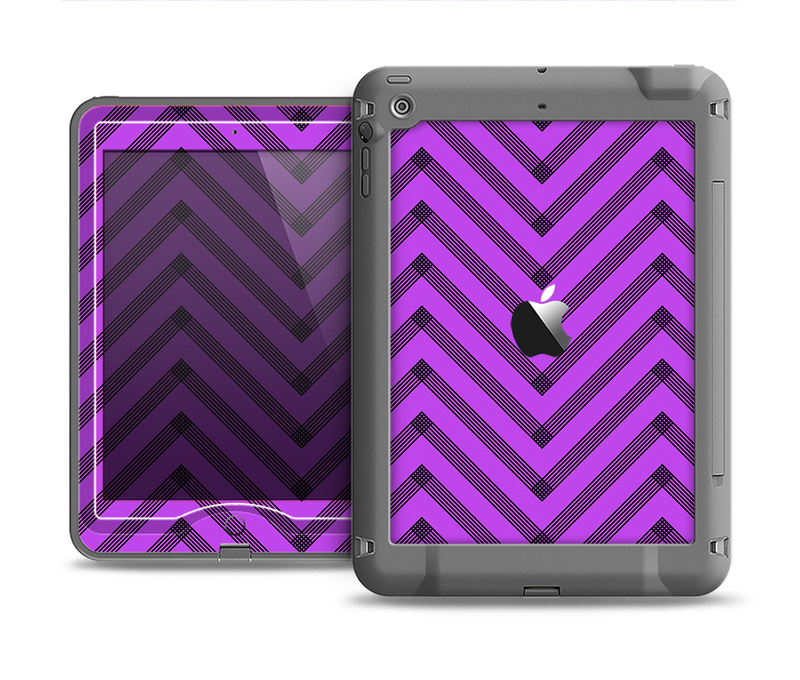 The Purple & Black Sketch Chevron Apple iPad Air LifeProof Nuud Case Skin Set