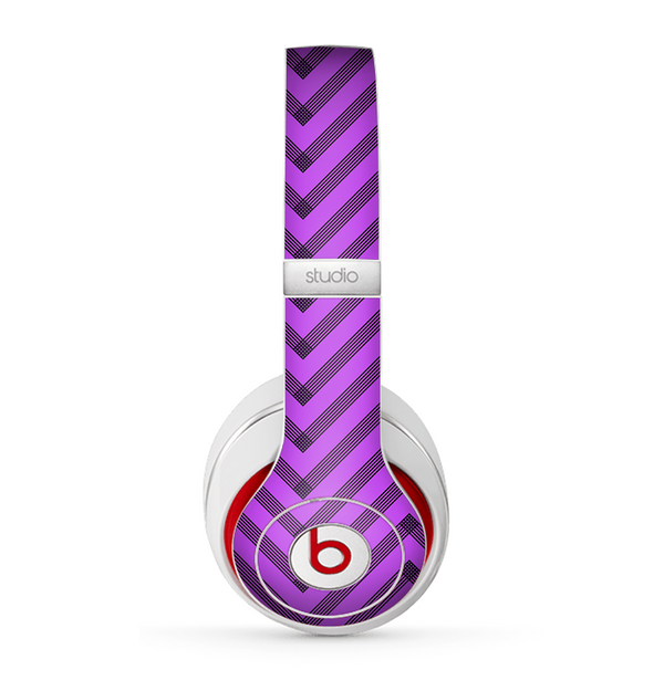 The Purple & Black Sketch Chevron Skin for the Beats by Dre Studio (2013+ Version) Headphones