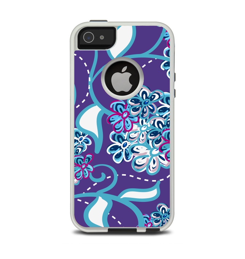 The Purple & Blue Vector Floral Design Apple iPhone 5-5s Otterbox Comm ...