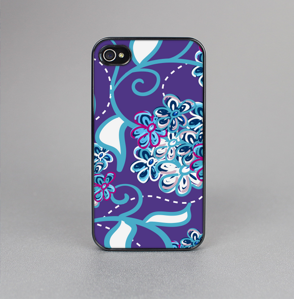 The Purple & Blue Vector Floral Design Skin-Sert for the Apple iPhone 4-4s Skin-Sert Case