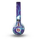 The Purple & Blue Vector Floral Design Skin for the Beats by Dre Mixr Headphones