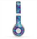 The Purple & Blue Vector Floral Design Skin for the Beats by Dre Solo 2 Headphones