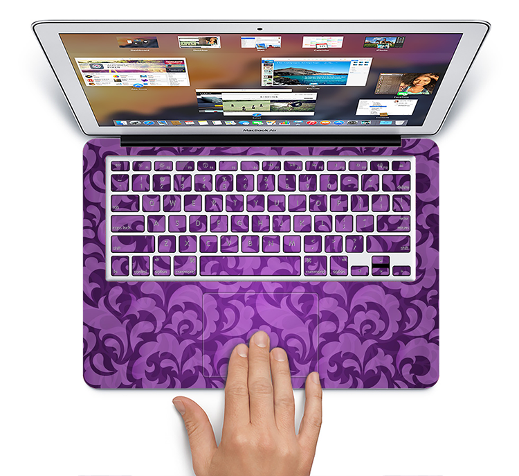 The Purple Bright Lace Pattern Skin Set for the Apple MacBook Pro 15" with Retina Display