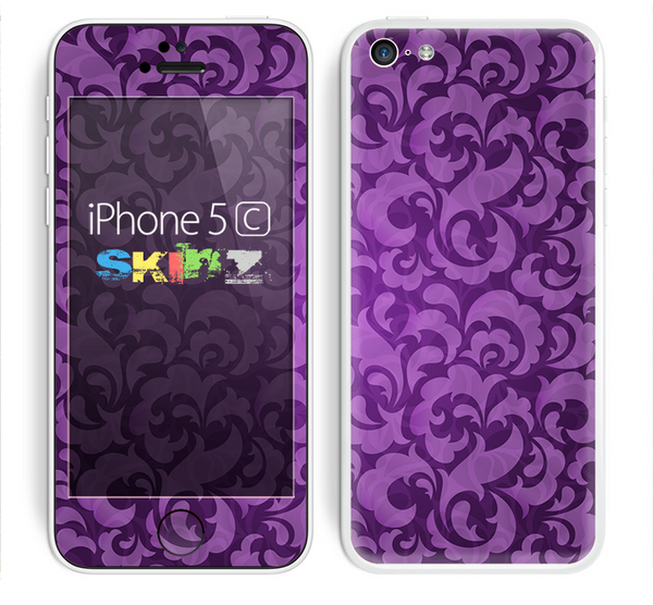 The Purple Bright Lace Pattern Skin for the Apple iPhone 5c