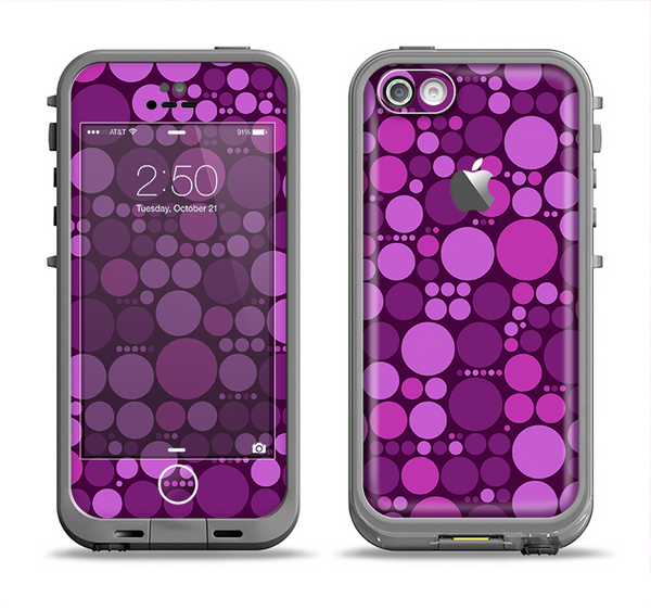 The Purple Circles Pattern Apple iPhone 5c LifeProof Fre Case Skin Set