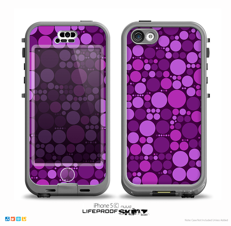 The Purple Circles Pattern Skin for the iPhone 5c nüüd LifeProof Case