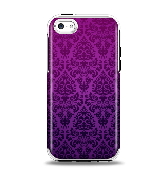 The Purple Delicate Foliage Pattern Apple iPhone 5c Otterbox Symmetry Case Skin Set