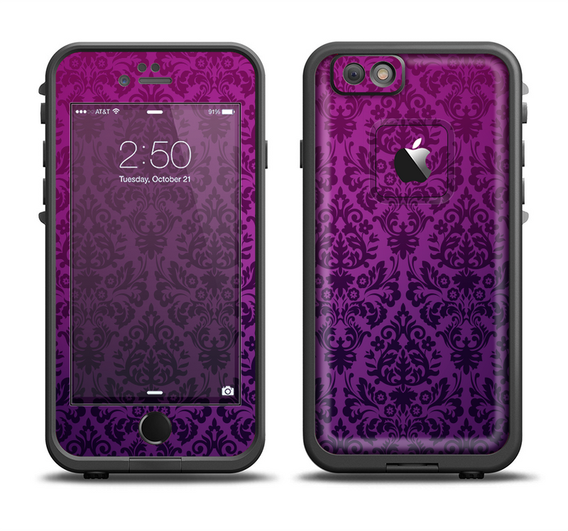 The Purple Delicate Foliage Pattern Apple iPhone 6/6s Plus LifeProof Fre Case Skin Set