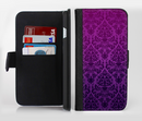 The Purple Delicate Foliage Pattern Ink-Fuzed Leather Folding Wallet Credit-Card Case for the Apple iPhone 6/6s, 6/6s Plus, 5/5s and 5c