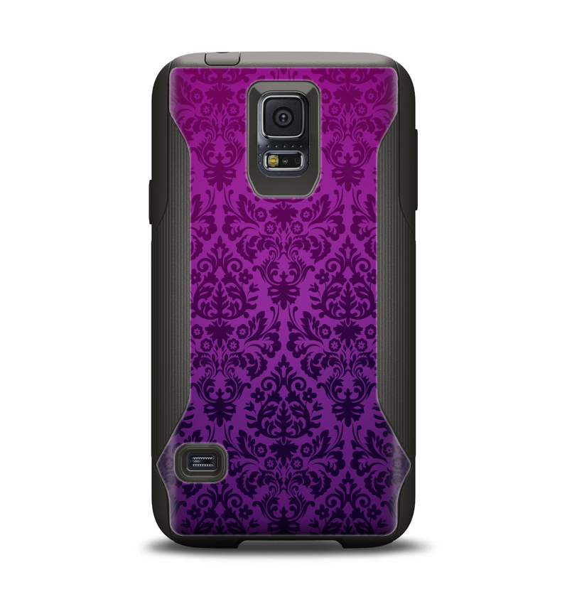 The Purple Delicate Foliage Pattern Samsung Galaxy S5 Otterbox Commuter Case Skin Set