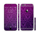 The Purple Delicate Foliage Pattern Sectioned Skin Series for the Apple iPhone 6s Plus