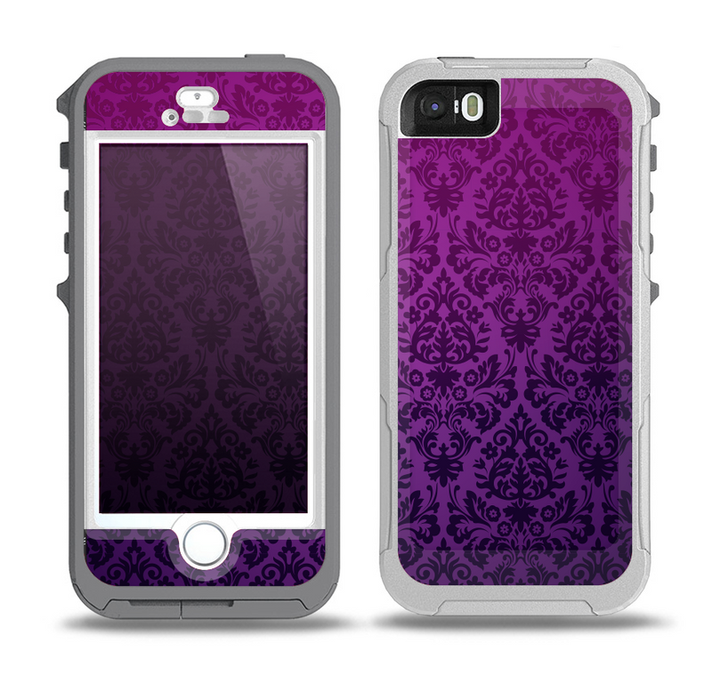 The Purple Delicate Foliage Pattern Skin for the iPhone 5-5s OtterBox Preserver WaterProof Case