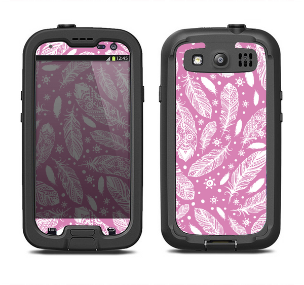 The Purple Feather Vector Collage Samsung Galaxy S3 LifeProof Fre Case Skin Set
