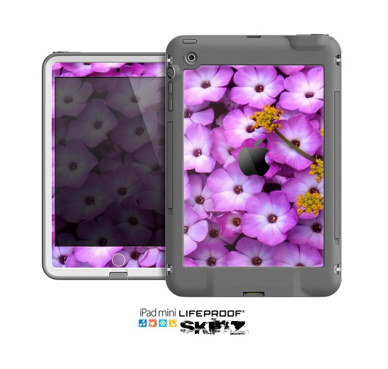 The Purple Flowers Skin for the Apple iPad Mini LifeProof Case