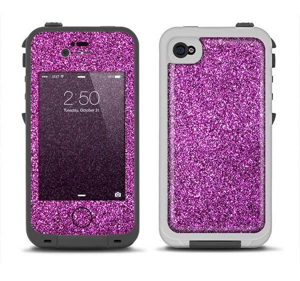 The Purple Glitter Ultra Metallic Apple iPhone 4-4s LifeProof Fre Case Skin Set