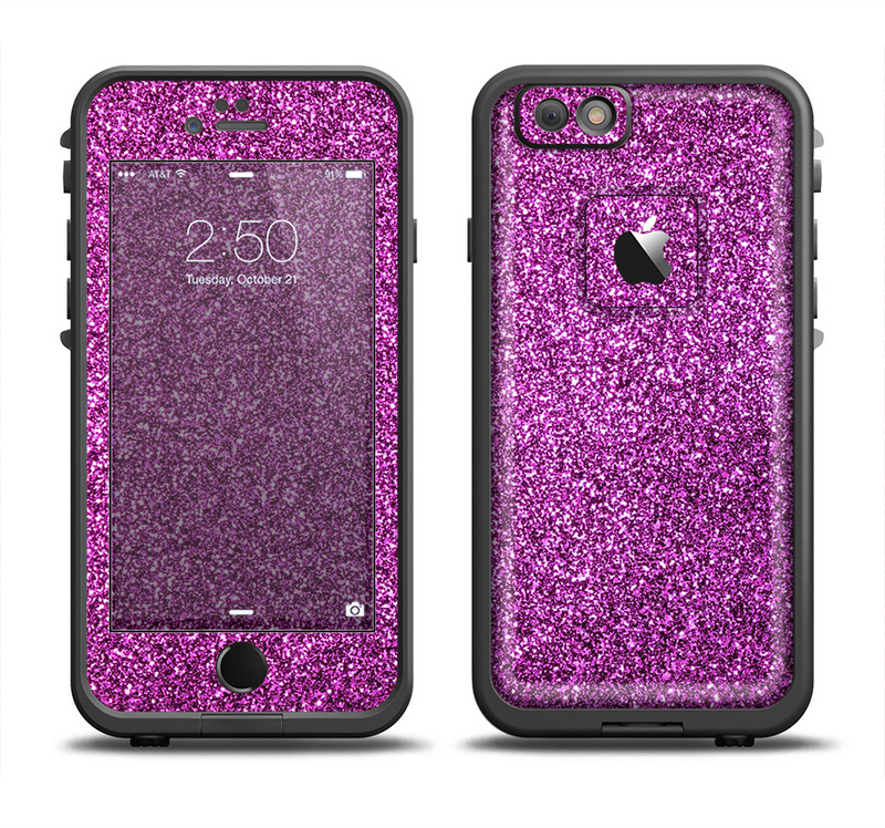 The Purple Glitter Ultra Metallic Apple iPhone 6 LifeProof Fre Case Skin Set