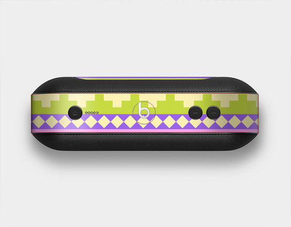 The Purple & Green Tribal Ethic Geometric Pattern Skin Set for the Beats Pill Plus