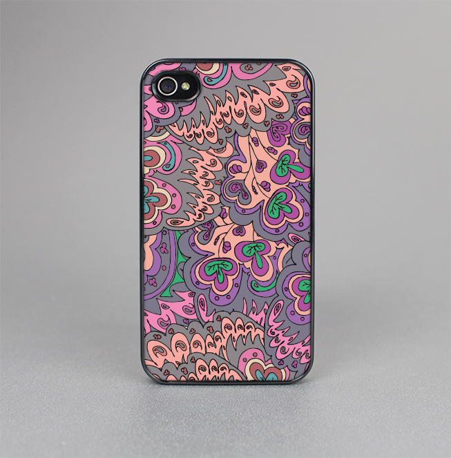 The Purple, Green, and Blue Vector Floral Pattern Skin-Sert for the Apple iPhone 4-4s Skin-Sert Case