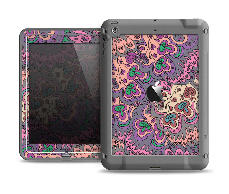 The Purple, Green, and Blue Vector Floral Pattern Apple iPad Air LifeProof Fre Case Skin Set