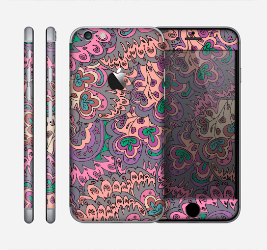 The Purple, Green, and Blue Vector Floral Pattern Skin for the Apple iPhone 6