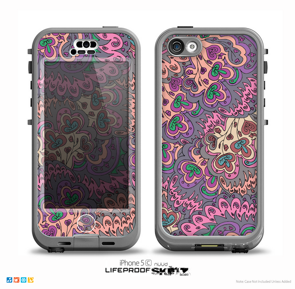 The Purple, Green, and Blue Vector Floral Pattern Skin for the iPhone 5c nüüd LifeProof Case
