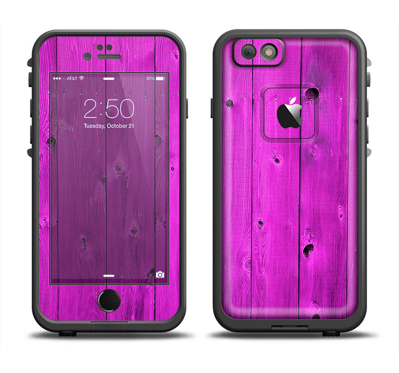 The Purple Highlighted Wooden Planks Apple iPhone 6 LifeProof Fre Case Skin Set