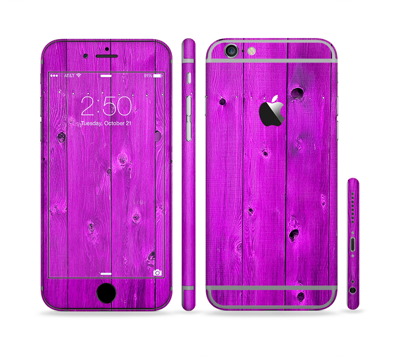 The Purple Highlighted Wooden Planks Sectioned Skin Series for the Apple iPhone 6