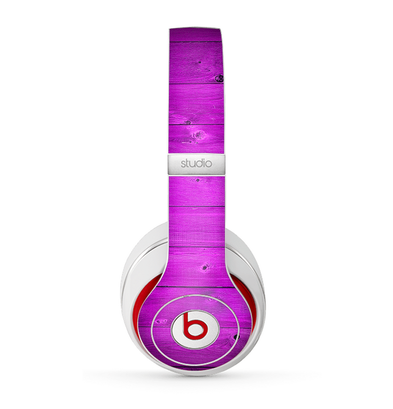 The Purple Highlighted Wooden Planks Skin for the Beats by Dre Studio (2013+ Version) Headphones