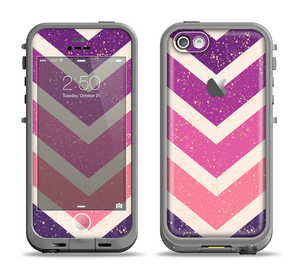 The Purple Scratched Texture Chevron Zigzag Pattern Apple iPhone 5c LifeProof Fre Case Skin Set