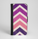The Purple Scratched Texture Chevron Zigzag Pattern Ink-Fuzed Leather Folding Wallet Case for the iPhone 6/6s, 6/6s Plus, 5/5s and 5c