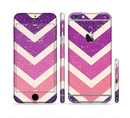 The Purple Scratched Texture Chevron Zigzag Pattern Sectioned Skin Series for the Apple iPhone 6s Plus