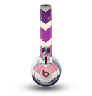 The Purple Scratched Texture Chevron Zigzag Pattern Skin for the Beats by Dre Mixr Headphones