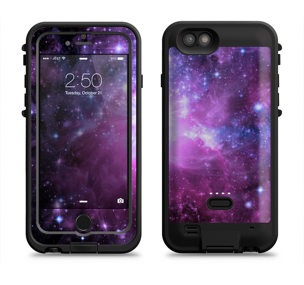 The Purple Space Neon Explosion Apple iPhone 6/6s LifeProof Fre POWER Case Skin Set