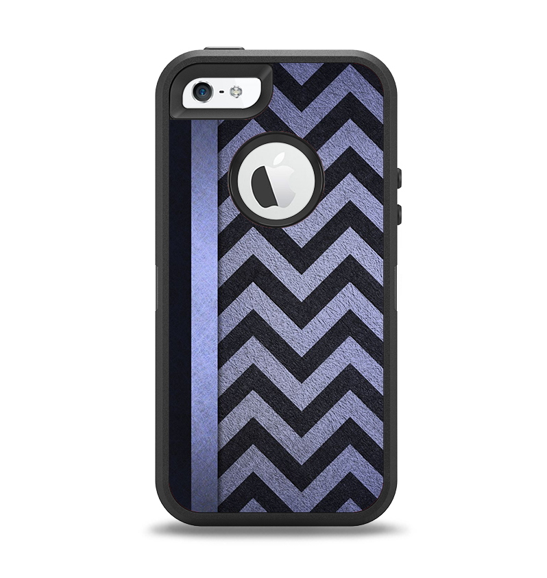 The Purple Textured Chevron Pattern Apple iPhone 5-5s Otterbox Defender Case Skin Set