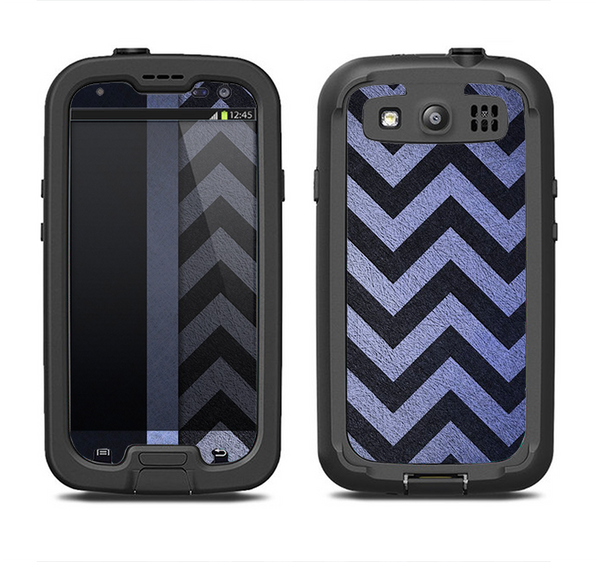 The Purple Textured Chevron Pattern Samsung Galaxy S3 LifeProof Fre Case Skin Set