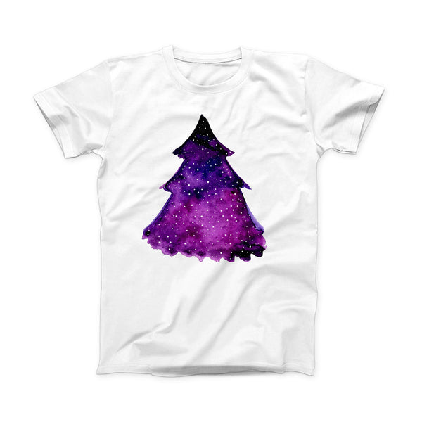 The Purple Watercolor Evergreen Tree ink-Fuzed Front Spot Graphic Unisex Soft-Fitted Tee Shirt