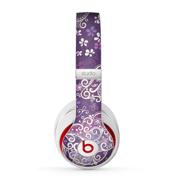 The Purple & White Butterfly Elegance Skin for the Beats by Dre Studio (2013+ Version) Headphones