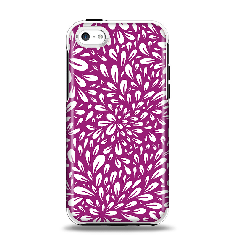 The Purple & White Floral Sprout Apple iPhone 5c Otterbox Symmetry Case Skin Set