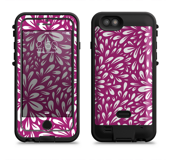 The Purple & White Floral Sprout Apple iPhone 6/6s LifeProof Fre POWER Case Skin Set