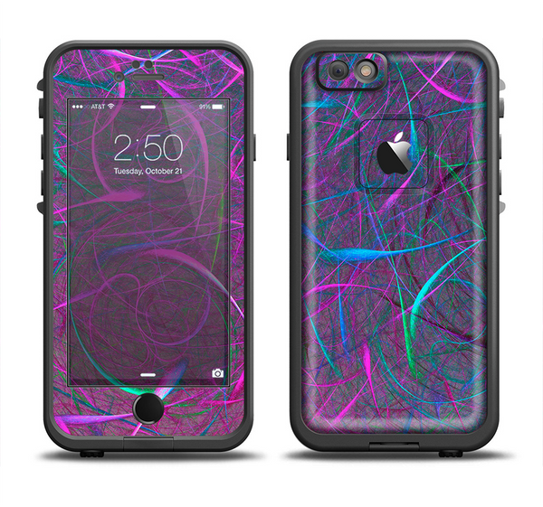 The Purple and Blue Electric Swirels Apple iPhone 6 LifeProof Fre Case Skin Set