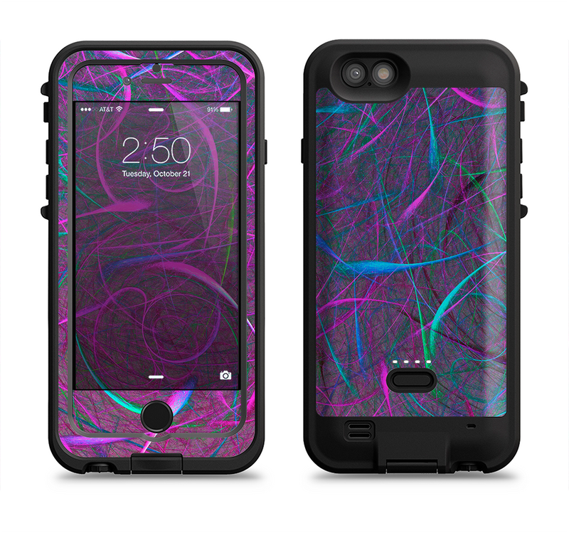The Purple and Blue Electric Swirels Apple iPhone 6/6s LifeProof Fre POWER Case Skin Set