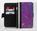 The Purple and Blue Electric Swirels Ink-Fuzed Leather Folding Wallet Credit-Card Case for the Apple iPhone 6/6s, 6/6s Plus, 5/5s and 5c