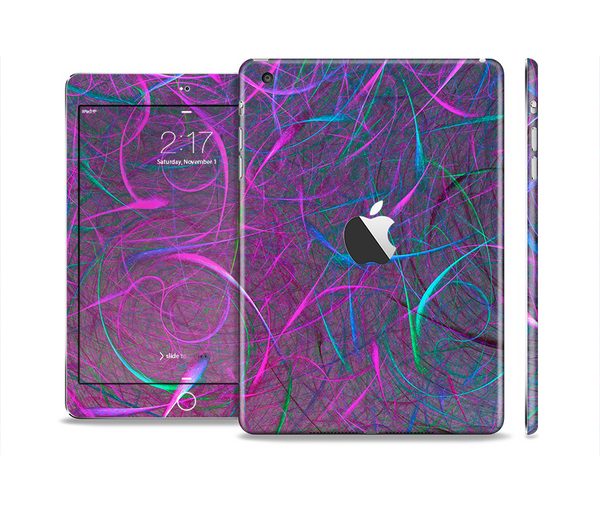 The Purple and Blue Electric Swirels Skin Set for the Apple iPad Mini 4