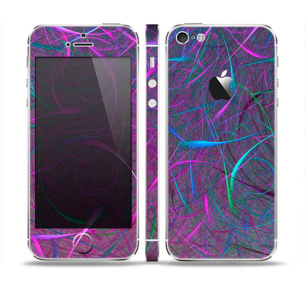The Purple and Blue Electric Swirels Skin Set for the Apple iPhone 5