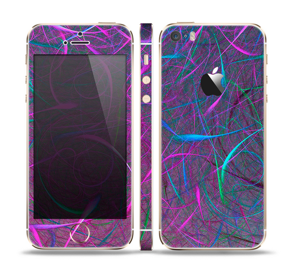 The Purple and Blue Electric Swirels Skin Set for the Apple iPhone 5s
