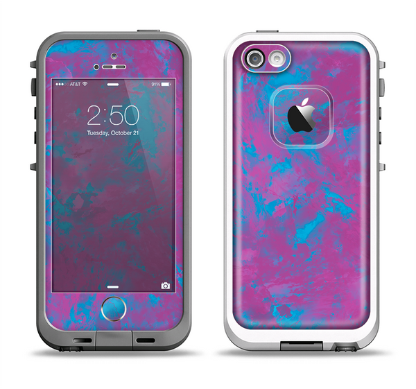 The Purple and Blue Paintburst Apple iPhone 5-5s LifeProof Fre Case Skin Set